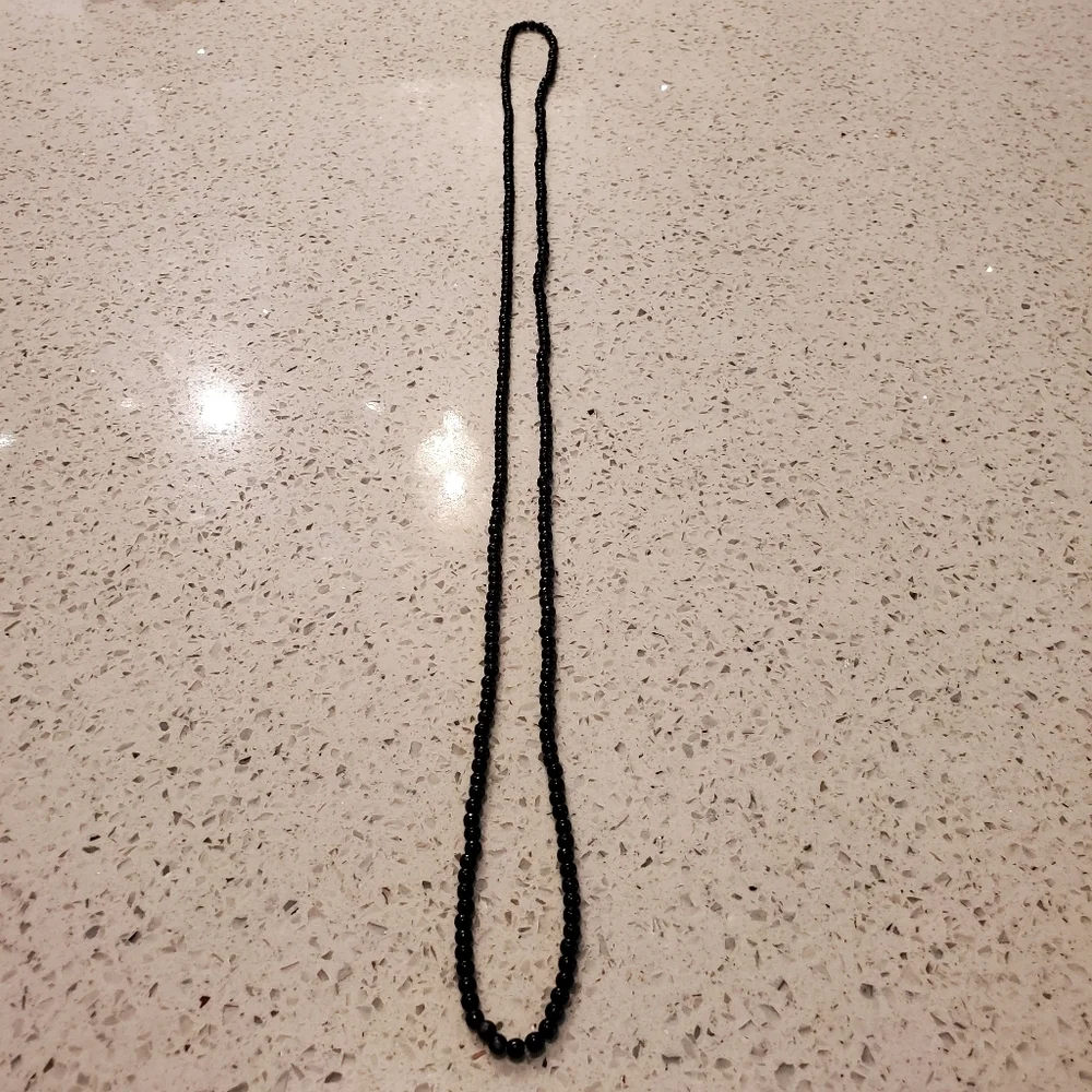 Black Beads Long Necklace Drop Preppy Basic Boho Classic Casual Bracelet Formal